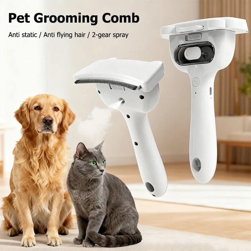 Portable Pet Spray One-Button Hair Removal Comb